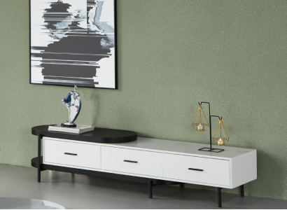 Living room Wall unit TV cabinet Lowboard Wood White Furniture new Modern Design