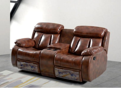 Sofa 2 Seater Couch Upholstery Designer Relax Function Living room Brown new
