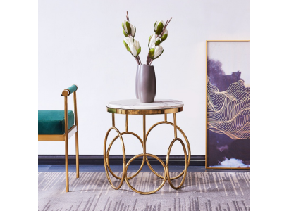 Side table Table Beistell Designer Furniture Gold Round stainless steel Table