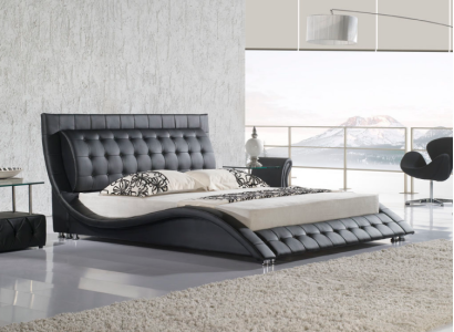 Bed Double bed Black Upholstered bed Bedroom Modern 180x200