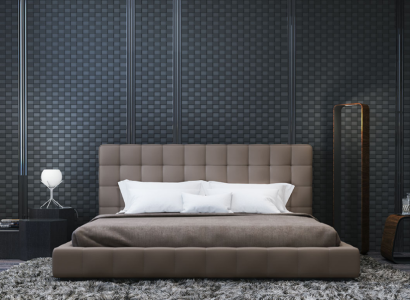 Modern Frame Luxury Sleep Room Bed Hotel Design Gray Double