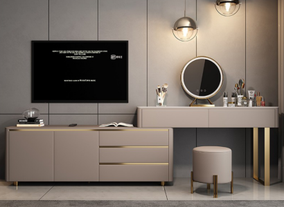 Dressing table with TV-cabinet drawers Mirror Luxury Console Bedroom