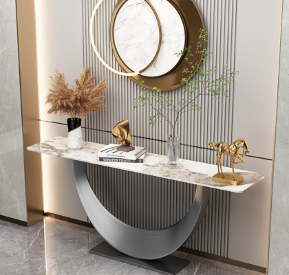 Consoles Designer Luxury Modern Console table stainless steel Design Silver