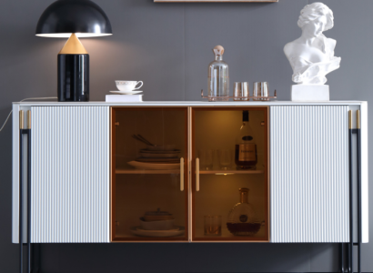 Sideboard White Wooden Cabinet Modern Style Living room Chest of drawers Sideboard