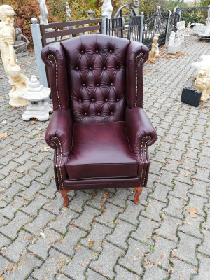 Armchair Wing Chair Chestefield Chair Seat Upholstery Couch Lounge Genuine Leather new!