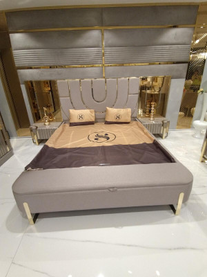 Design Bedroom 3 pcs. Bed 2x Bedside tables Modern Luxury Beds Set Furniture new
