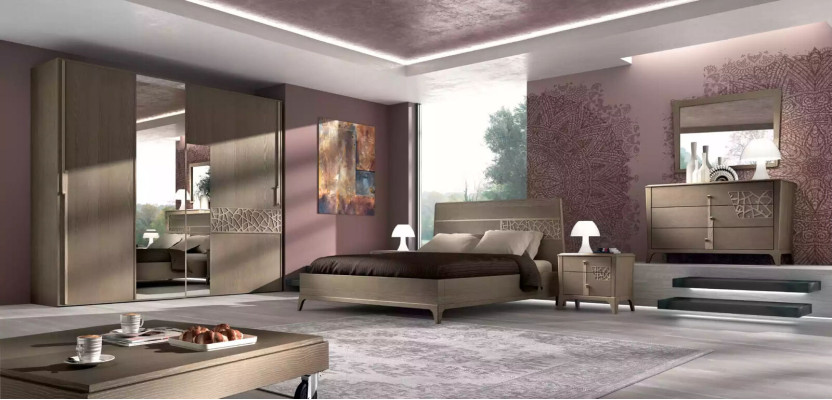 Chest of drawers Mirror new Luxury Complete's Bedroom Set Sideboard brown 2-piece