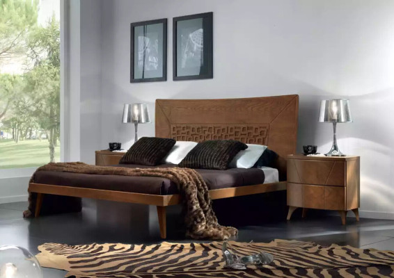 Bedroom Set Bed 2x Bedside tables Design Luxury Beds brown 3-piece.