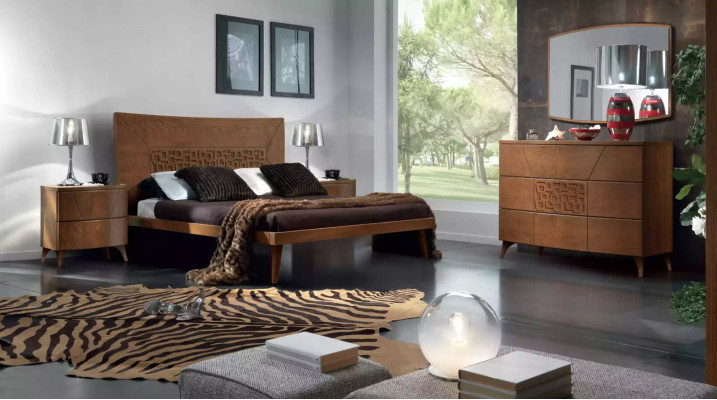 Bedroom Set Bed 2x Bedside tables Design Luxury Beds brown 3-piece.