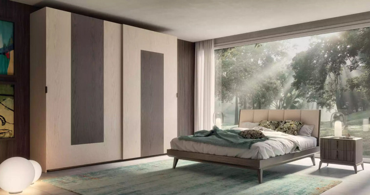 Bedroom Set Bed 2x Bedside tables Wardrobe Design Luxury new 4-piece