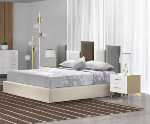Bedroom Set Bed 2x Bedside table Wood White Complete Modern 3-piece