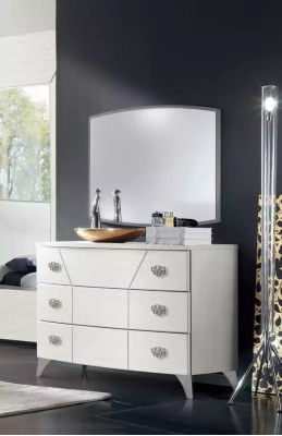 Bedroom Set Chest of drawers Mirror Luxury Complete's White Sideboard 2pcs