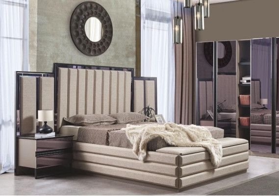 Stylish Bedroom Set Bed and 2x Bedside tables new luxury wooden furniture