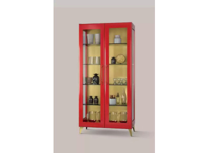 Display case Beautiful Red Glass Wardrobe Display Cabinets Wood Glass Living room Modern Luxury
