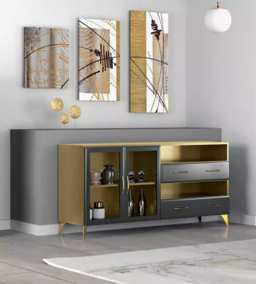 Living room Set Desk Sideboard Bookshelf 3-piece. Table Furniture Wood