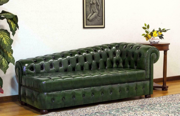 Chaise Longues Chesterfield Sofa Green Couch Lounger Ottoman Recamiere Leather Chiase