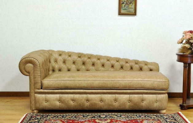 Chaise Longues Chesterfield Sofa Green Couch Lounger Ottoman Recamiere Leather Chiase