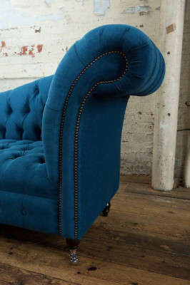 Chaise lounge stool seat lounger baroque rococo art nouveau classic blue e new