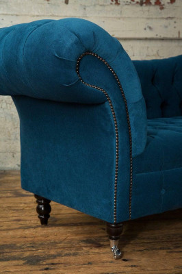 Chaise lounge stool seat lounger baroque rococo art nouveau classic blue e new