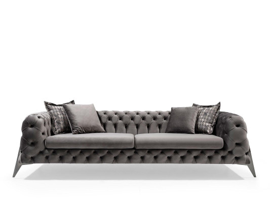 Designer Gray 4-Seater Sofa Luxury Four-Seater Upholstered Furniture Couches