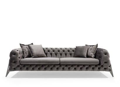 Designer Gray 4-Seater Sofa Luxury Four-Seater Upholstered Furniture Couches