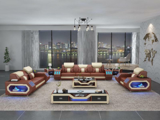 Sofa set Set 3+2+1 Seater Coffee table Sideboard Suite Design Modern 5-piece.