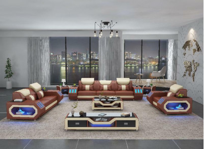 Sofa set Set 3+2+1 Seater Coffee table Sideboard Suite Design Modern 5-piece.