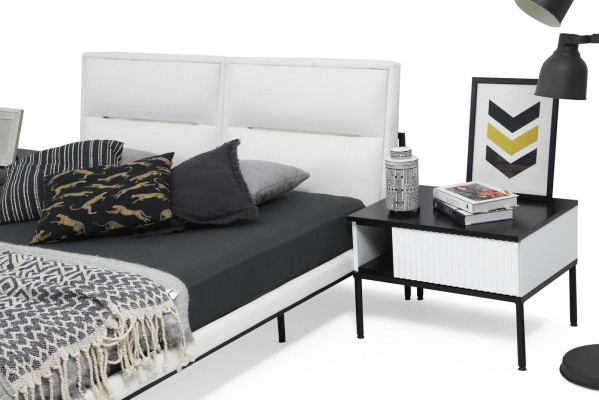 Suite Bedroom Double bed Bed Bedside tables White Set 6pcs Modern
