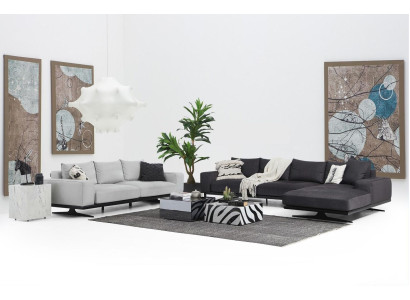 Sofa set Corner sofa L-shape Two-seater Seater Armchair Fabric Gray 3-piece