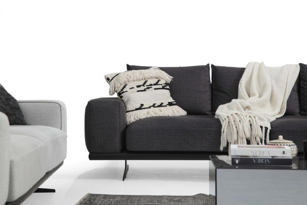 Sofa set Corner sofa L-shape Two-seater Seater Armchair Fabric Gray 3-piece