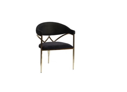 Black Stainless Steel Chair Wooden Frame Dining room Chairs Modern Single Seater