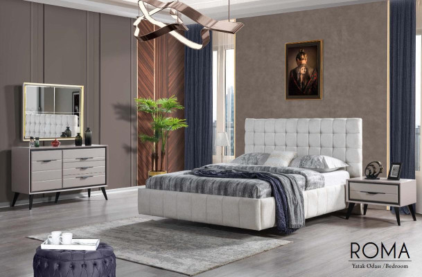 White exclusive s Bedroom Double bed Designer Bedside tables Chest of drawers