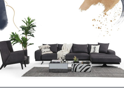 Corner sofa L-shape Armchair Sofa Living room Gray Modern Fabric Sofas Seater