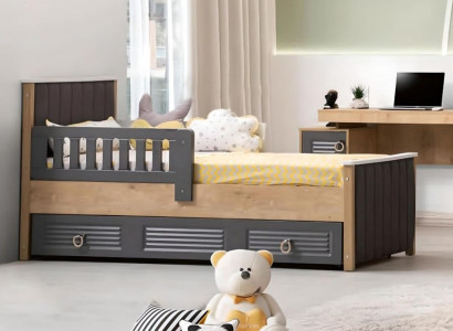 Bed frame Childrens bed Bed Childrens room Children's room furniture Gray Wood