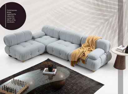 Living room Corner sofa Sofa Fabric Sofas Corner Gray Modern Polyester Design