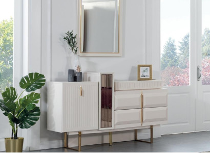 Modern White Chest of drawers Designer Dressing table Dressing table Luxury Mirror