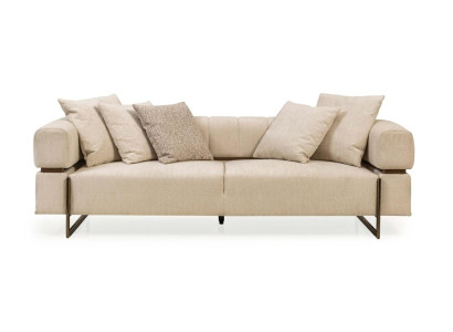Beige three-seater designer fabric sofa Upholstered furniture Luxurious 3-seater