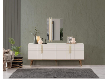 Sideboard Suite Sideboard with Mirror Chests of drawers Dining room Wood White