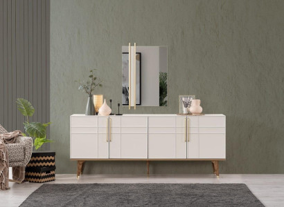 Sideboard Suite Sideboard with Mirror Chests of drawers Dining room Wood White