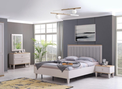 Modern Bedroom Suite Double bed Bed Bedside tables Gray Wood Set 5pcs