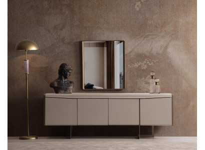 Beige Dining room Sideboard Rectangular Mirror Stylish wooden furniture 2 pieces