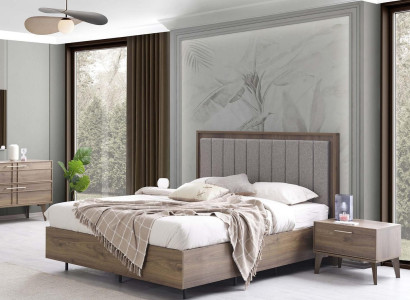 Bedroom Suite Double bed Bed Bedside tables Brown Wood Set 3pcs