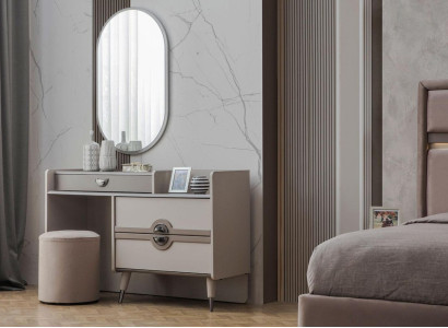 Group Dressing table Dressing table Mirror Console table Gray 3-piece set