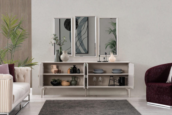 Dining table extendable Modern Dining set Dining room Set 9 pieces Gray Wood