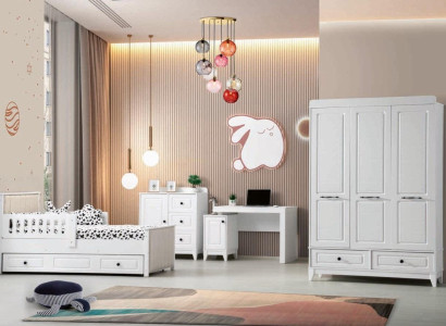Modern Complete Youth Room Luxury Childrens Room Set 4pcs White Color new удаление