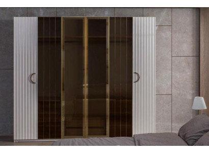 Modern Light Gray Wardrobe Bedroom Elegant Glass Cabinets Wardrobe