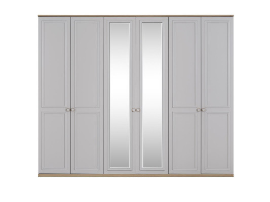 Bedroom cupboard Wardrobe Wardrobe Gray Wood Mirror 6 doors