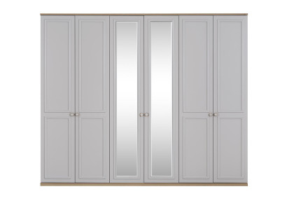 Bedroom cupboard Wardrobe Wardrobe Gray Wood Mirror 6 doors
