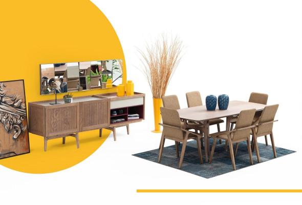 Dining room Group Dining table Chairs Sideboard Table Wood Set 8pcs White