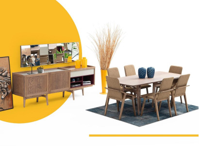 Dining room Group Dining table Chairs Sideboard Table Wood Set 8pcs White